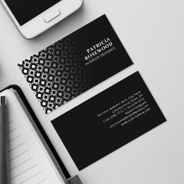 Black and White Rhombus Mönster Visitkort