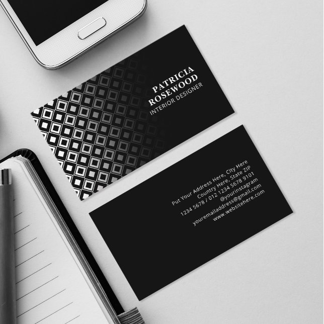 Black and White Rhombus Mönster Visitkort (Skapare uppladdad)