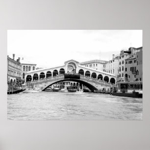 Black and White Rialto Bridge, Venedig. Poster
