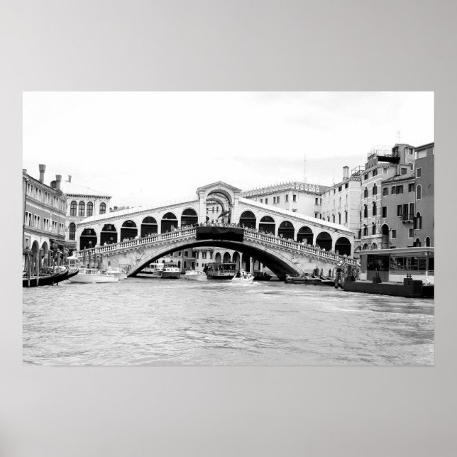 Black and White Rialto Bridge, Venedig. Poster (Framsidan)