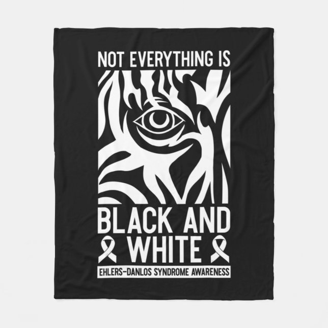 Black and White Ribbon Ehlers Danlos Zebra Rheumat Fleecefilt (Framsidan)