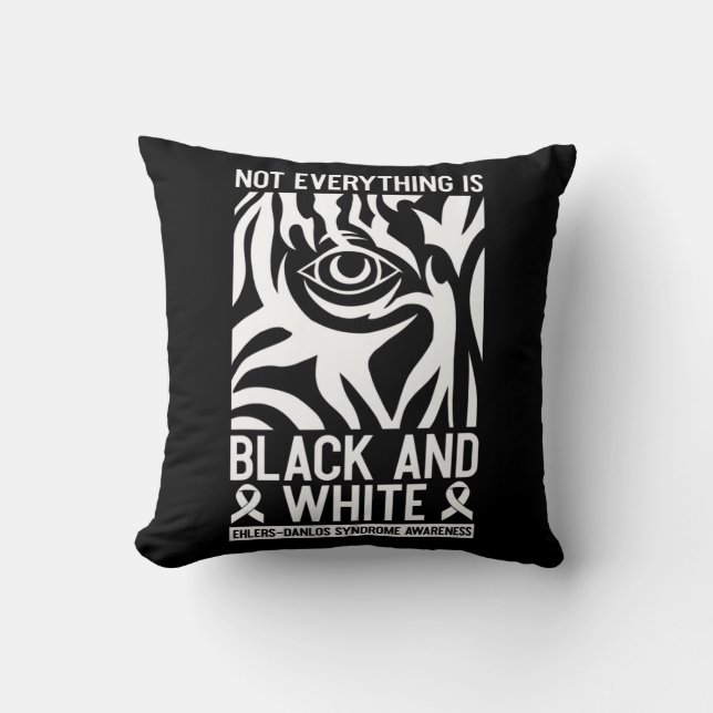 Black and White Ribbon Ehlers Danlos Zebra Rheumat Kudde (Framsida)