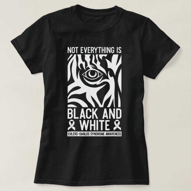 Black and White Ribbon Ehlers Danlos Zebra Rheumat T Shirt (Design framsida)