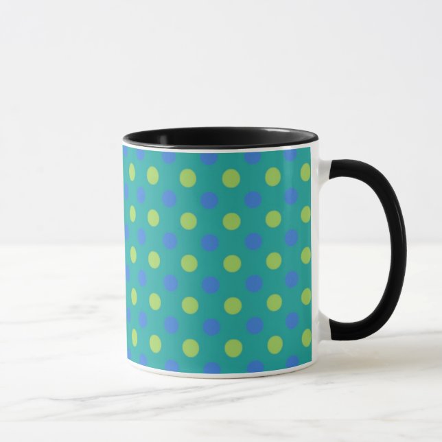 Black and White Ringer Mugg, Blue Måne Polka dots Mugg (Höger)