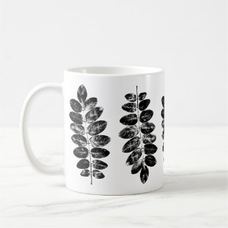 Black and White Robinia Löv Skriv ut Kaffemugg