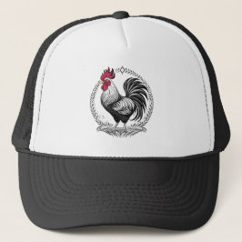 Black and white rooster keps