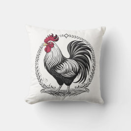 Black and white rooster kudde