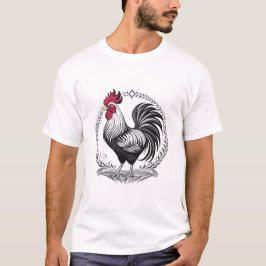 Black and white rooster t shirt