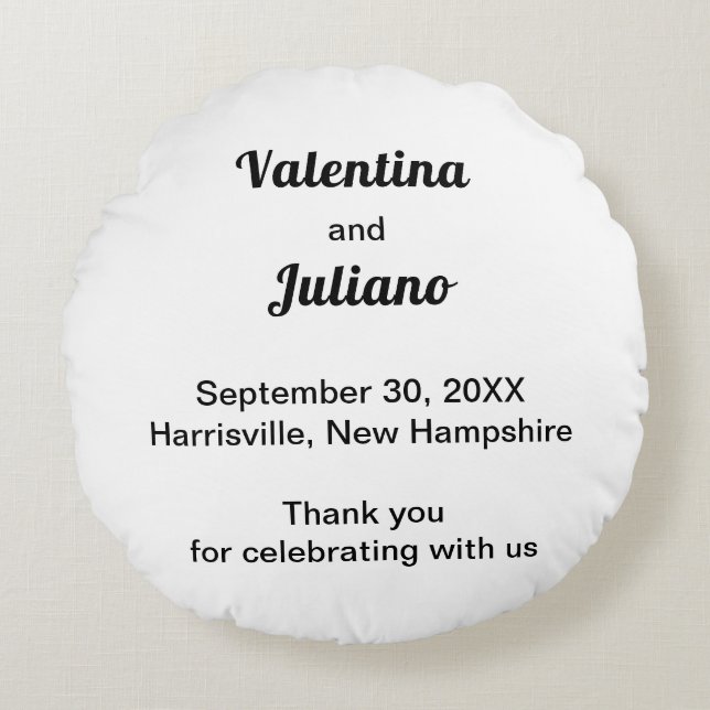 Black and White Round Wedding Throw Pillow Rund Kudde (Framsidan)