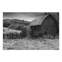 Black and White Rustic Barn Fototryck