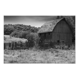 Black and White Rustic Barn Fototryck