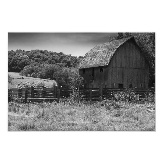 Black and White Rustic Barn Fototryck (Framsidan)