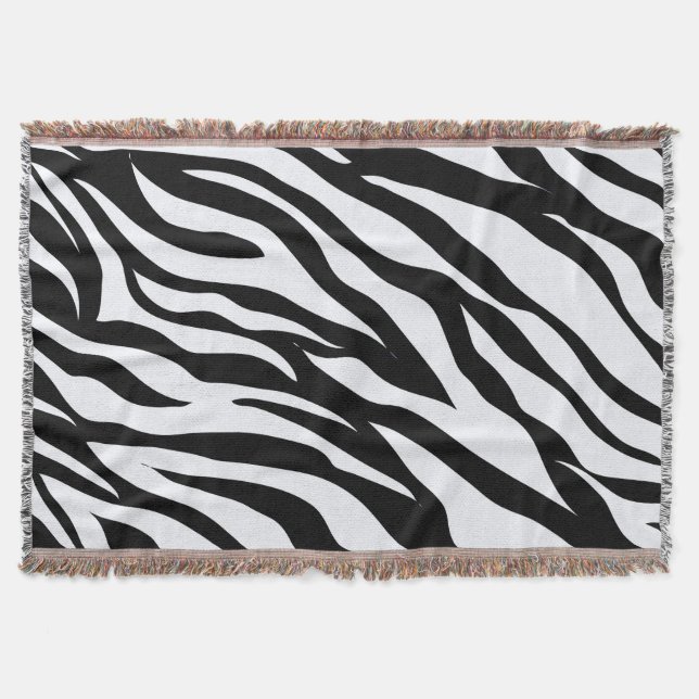 Black and White Safari Zebra Animal Print Filt (Framsidan)