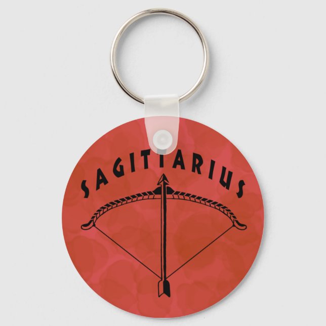 Black and White Sagittarius Keychain Nyckelring (Framsida)