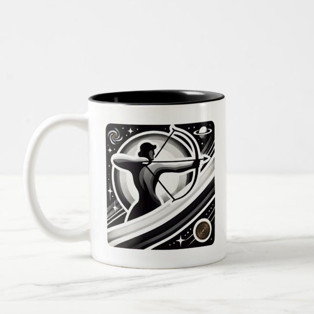 Black and White Sagittarius Zodiac Coffee Mugg (Vänster)