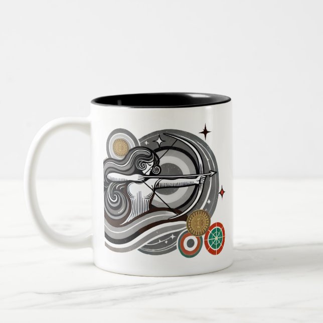 Black and White Sagittarius Zodiac Coffee Mugg (Vänster)