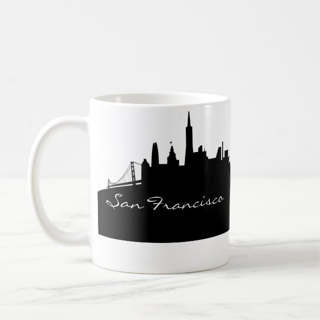 Black and White San Francisco Skyline Kaffemugg (Vänster)