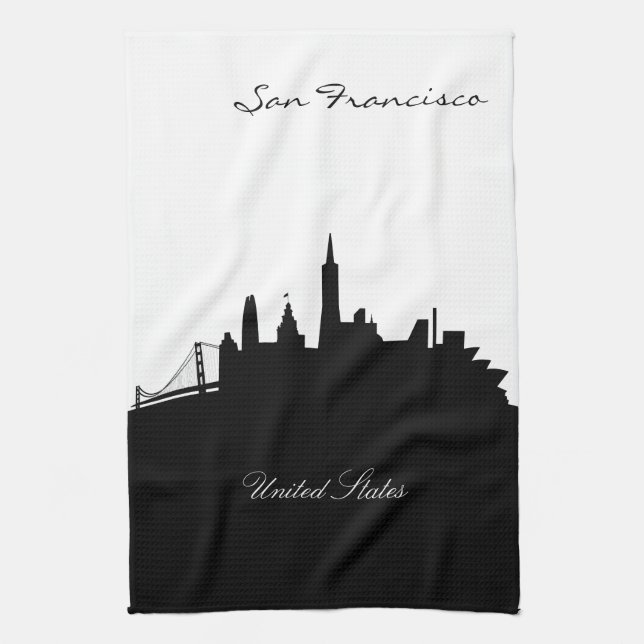 Black and White San Francisco Skyline Kökshandduk (Vertikal)