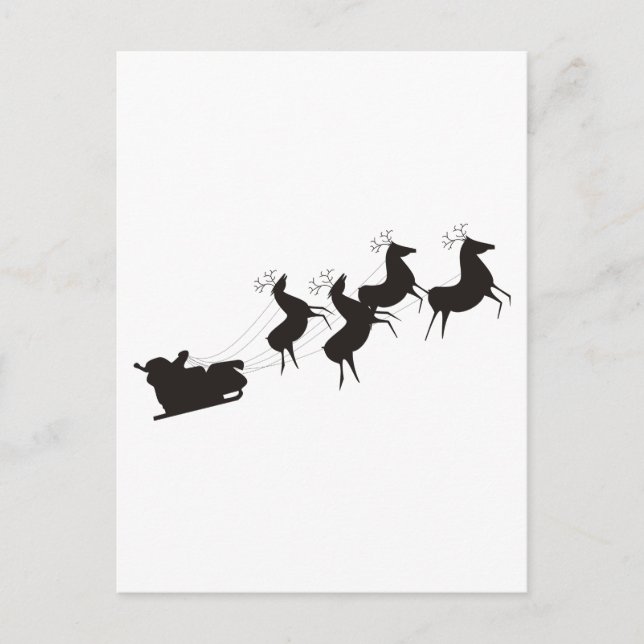 Black and White Santa och hans sleigh Helg Vykort (Framsida)