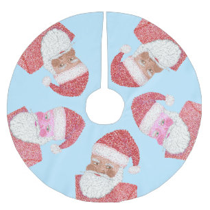 Black and White Santas Julgran Skirt Julgransmatta Borstad Polyester