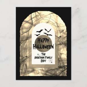 Black and White Scoopy Typography Happy halloween Helg Vykort