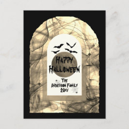 Black and White Scoopy Typography Happy halloween Helg Vykort