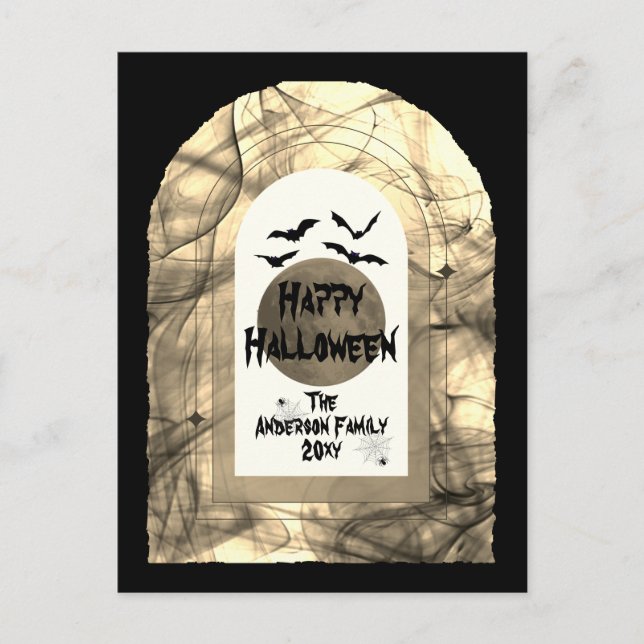 Black and White Scoopy Typography Happy halloween Helg Vykort (Framsida)