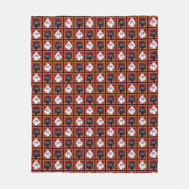 Black and White Scottish Terrier plaid filt (Framsidan)