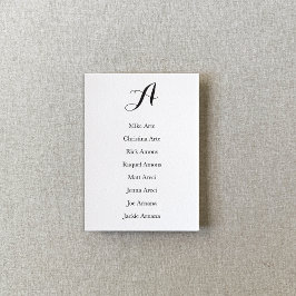 Black and White Script Table Seating Chart Card Bordsnummer