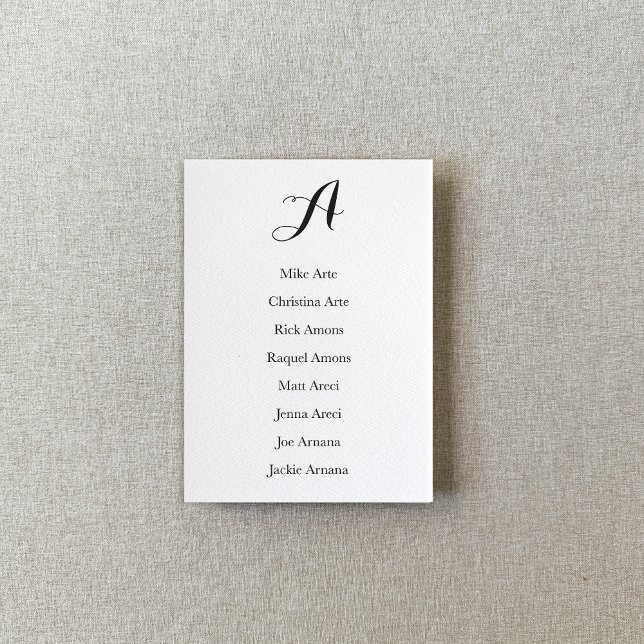 Black and White Script Table Seating Chart Card Bordsnummer (Skapare uppladdad)