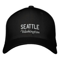 Black and White Seattle Washington Embroiderade Ha