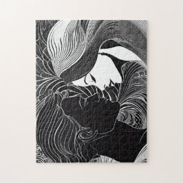 Black and White Secret Kiss of Kärlek Pussel