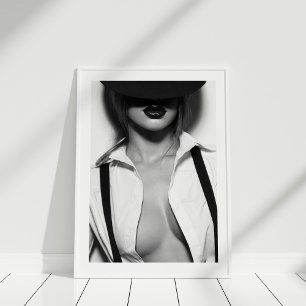 Black and White Sexy Mode-modell Poster