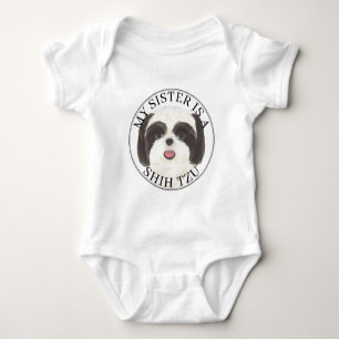 Black and White Shih Tzu Big Sister T Shirt