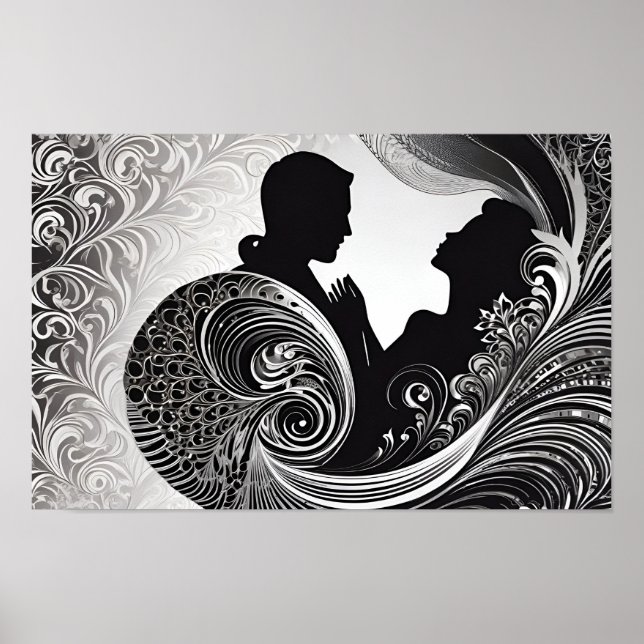 Black and White Silent Vow Silhouette Kärlek Story Poster (Framsidan)