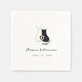 Black and white simple Cat Modern Wedding Napkin Pappersservett