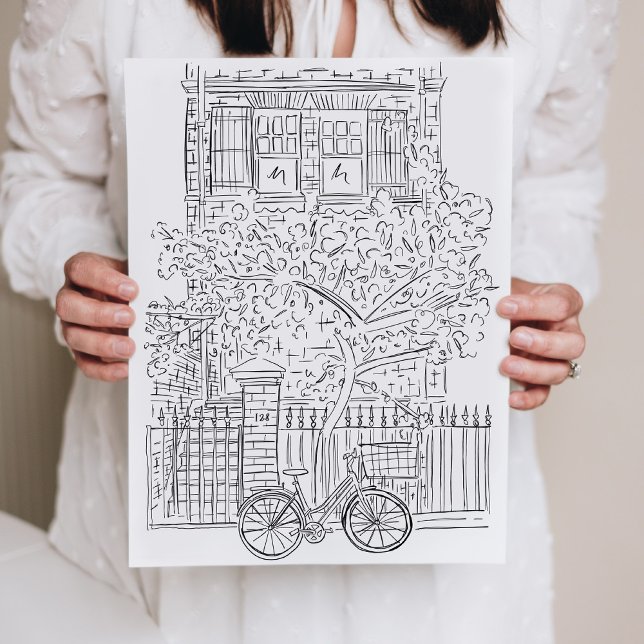 Black and White Sketch New York City Stoop Poster (Skapare uppladdad)