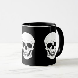 Black and White Skull Head Silhouette Halloween Mugg