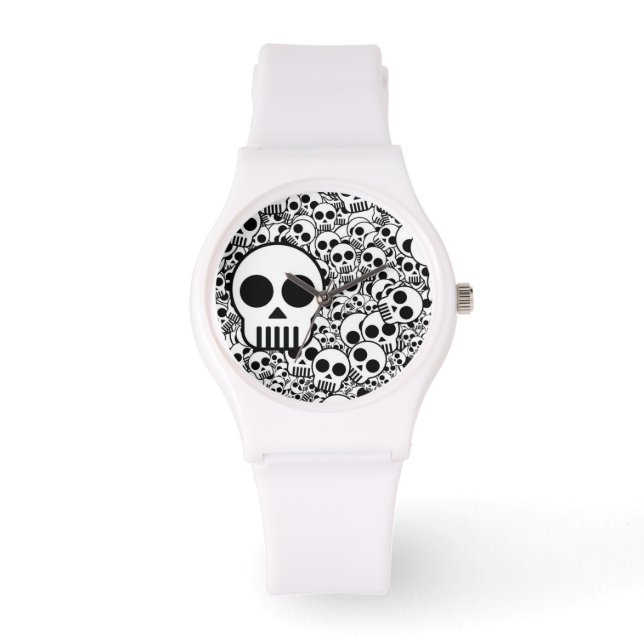Black and White Skull Watch Armbandsur (Framsida)