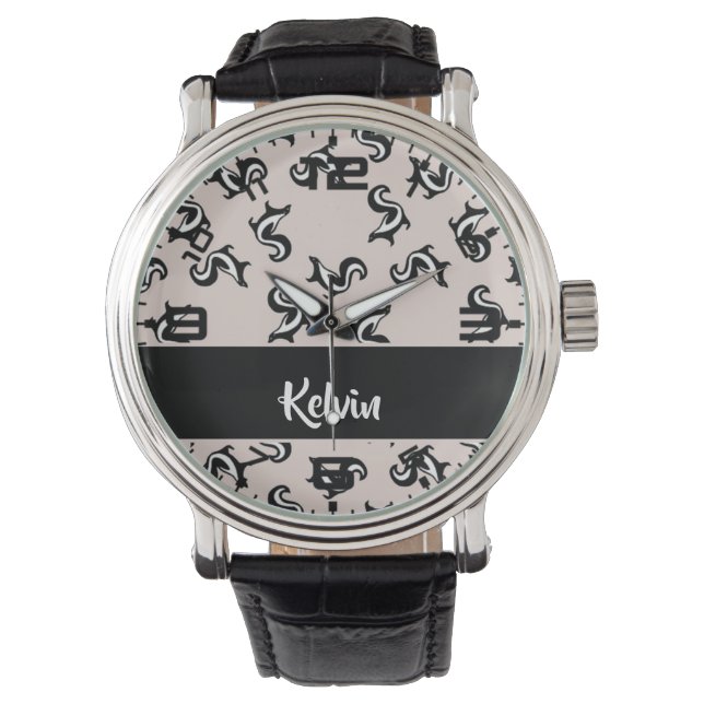 Black and white skunks on rose pink armbandsur (Framsida)