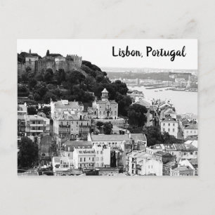 Black and White Skyline från Lissabon Portugal Vykort