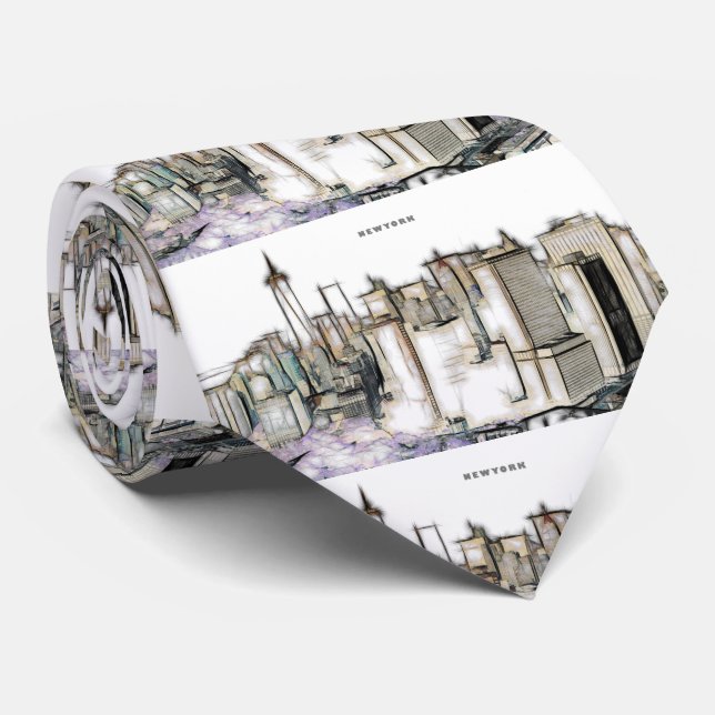 Black and White Skyline New York City Teckning Slips (Rullad)