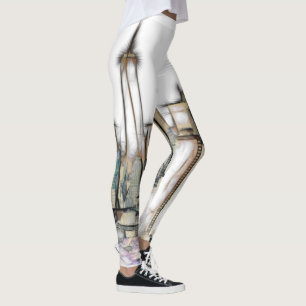 Black and White Skyline Newyork City Teckning Leggings