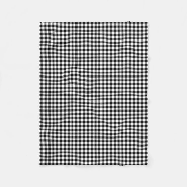 Black and White Small Storlek Gingham Checks Fleecefilt (Framsidan)
