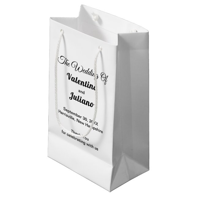 Black and White Small Wedding Gift Bag (Framsidan Vinklad)