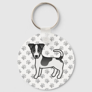 Black and White Smooth Jackar Jack Russell Terrier Nyckelring