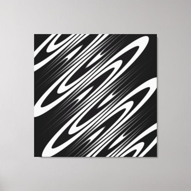 black and white smooth organic wavy pattern canvastryck (Framsida)