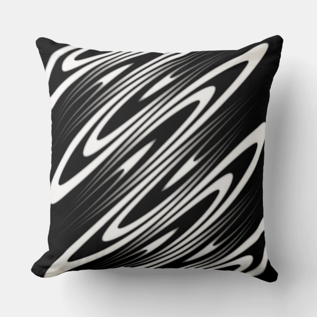 black and white smooth organic wavy pattern kudde (Framsida)