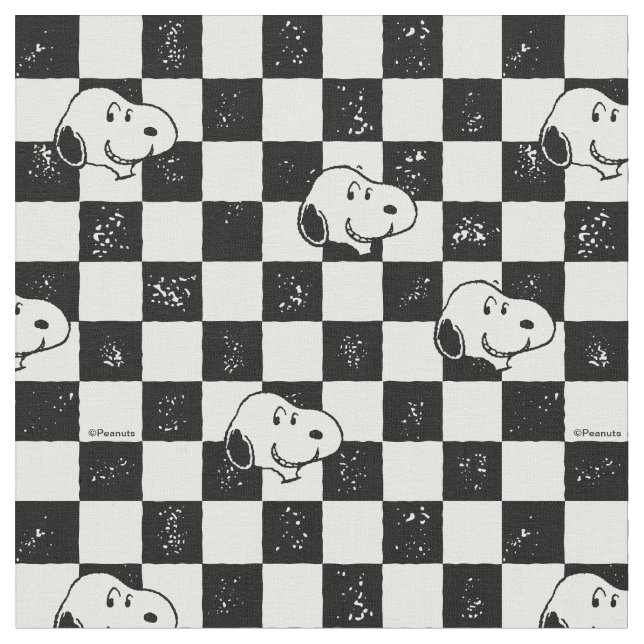 Black and White Snoopy Checkerboard Tyg (Närbild)