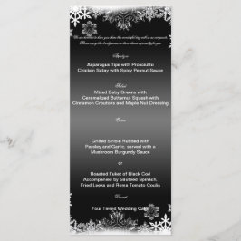 Black and White Snowflake Bröllop Menu Meny